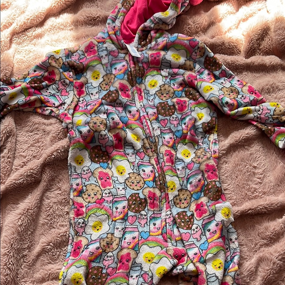 Place Pink and Yellow Footies One Piece with Playful Print